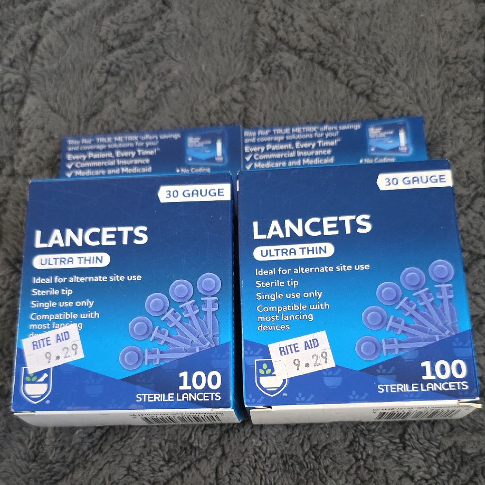 (2 Boxes) Rite Aid Ultra Thin Lancets 30 Gauge 100 Per Box
